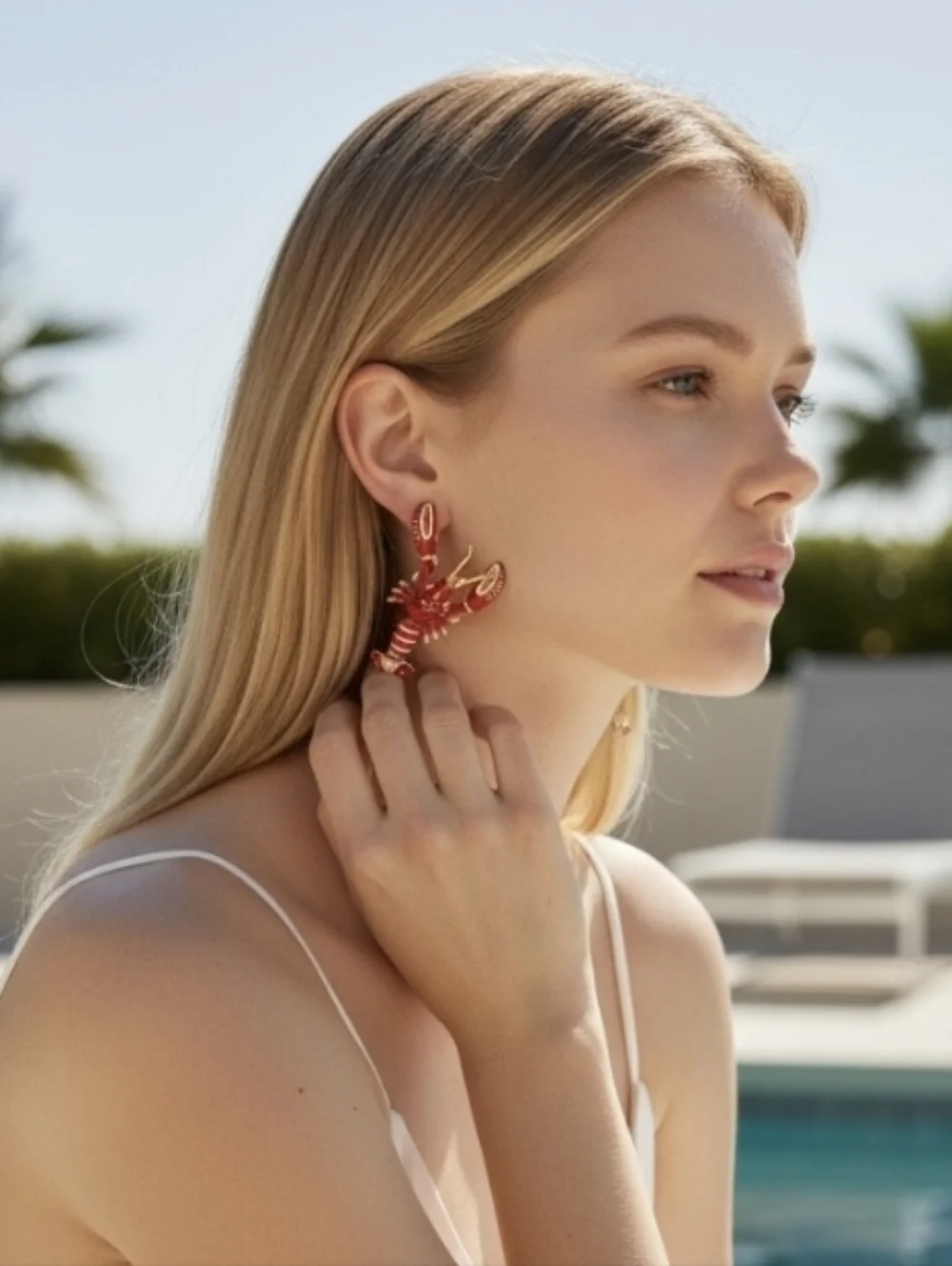 🦞🔹️House of Harlow 🔹️1960 Red Lobster Stud Hand Painted  Earrings